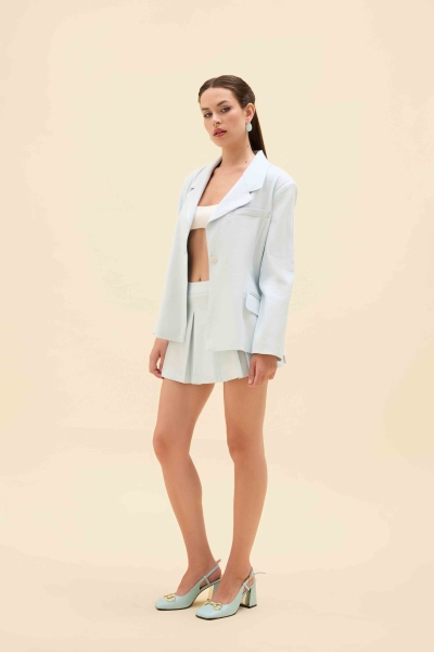 RETRO FORM KETEN BLAZER CEKET - 5