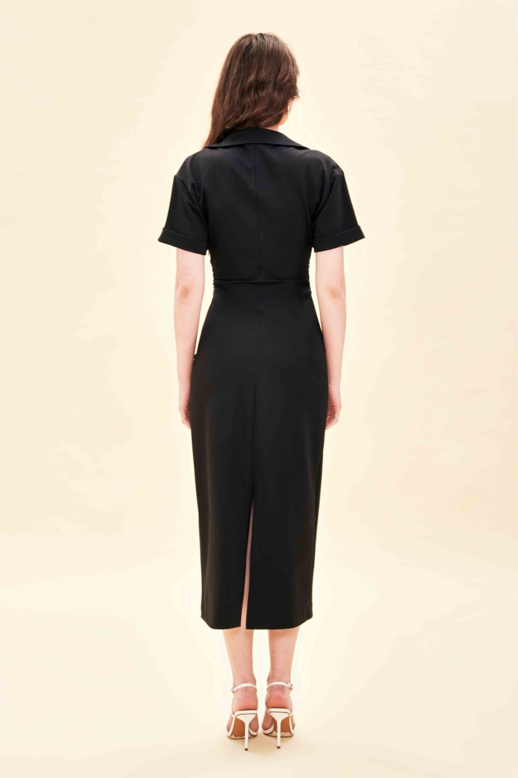 PENCERE DETAYLI MİDİ BOY GÖMLEK ELBİSE - 8