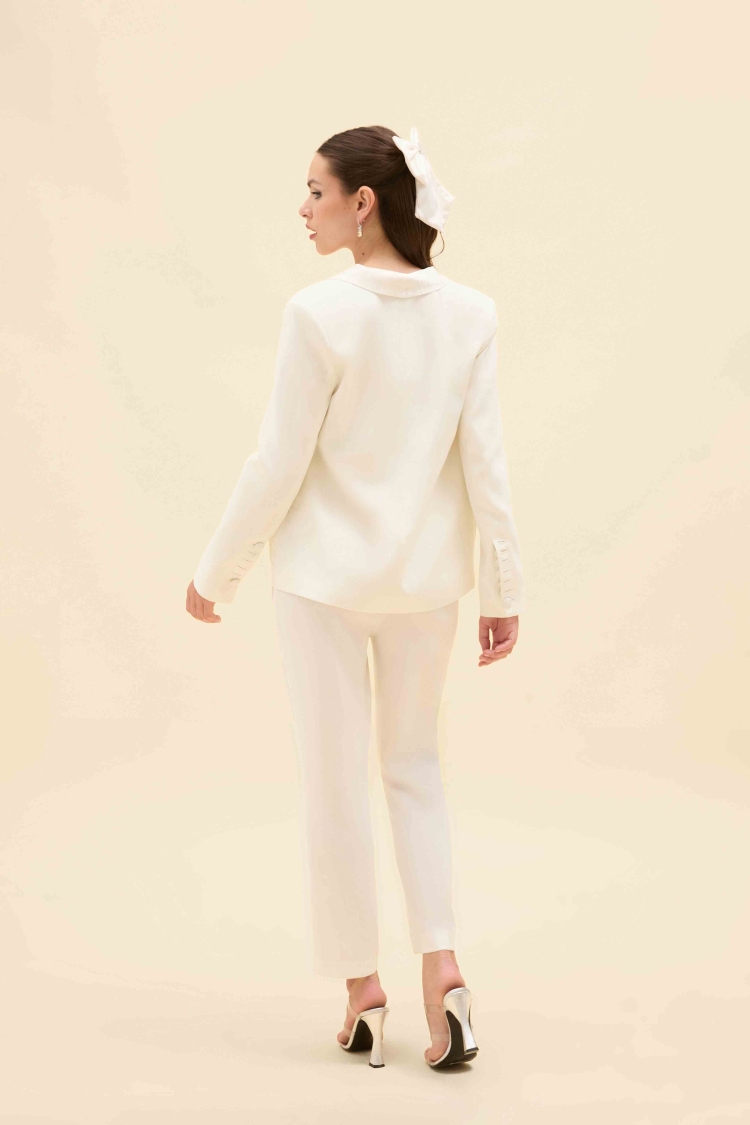 KONTRAST SATEN ŞAL YAKA BLAZER CEKET - 4