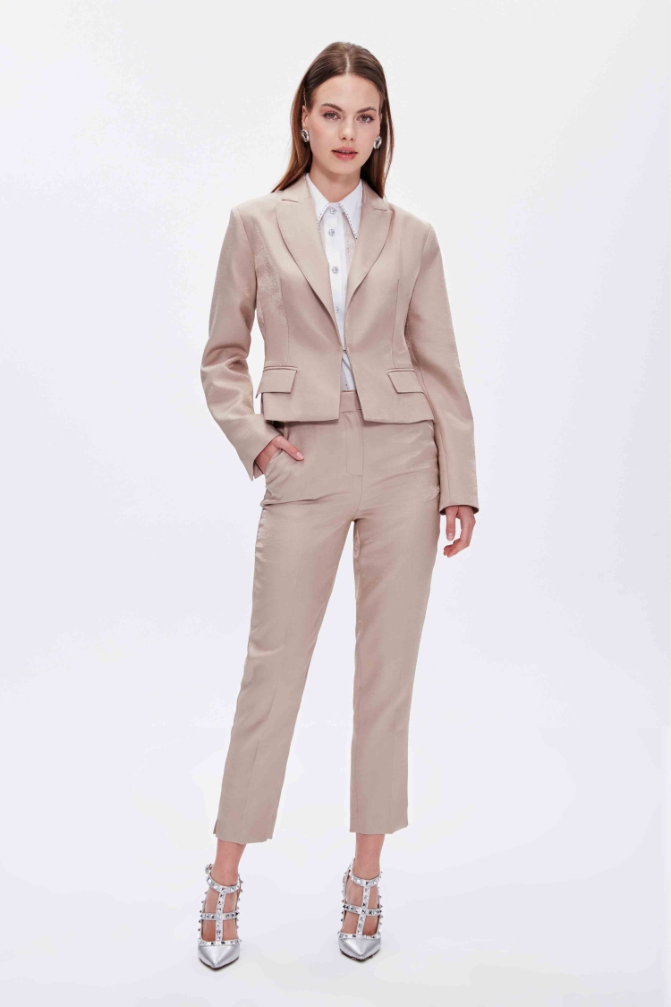 SHINY FABRIC SHIRT WITH STONE BUTTONS - 1