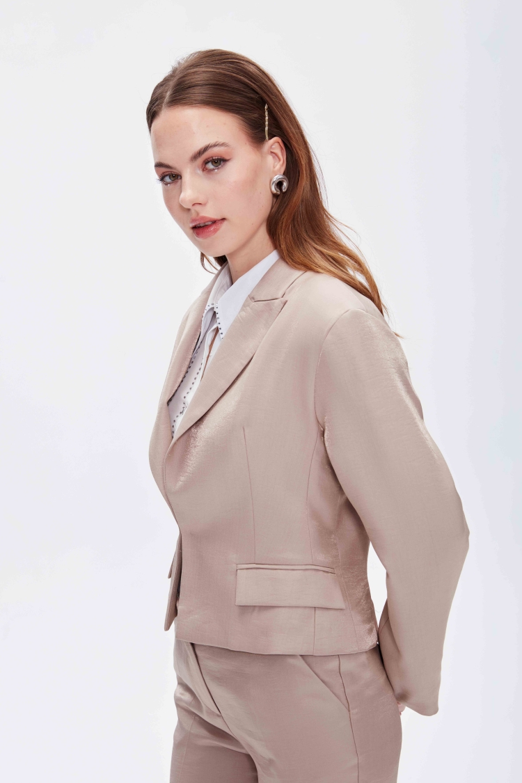 SHINY FABRIC SHIRT WITH STONE BUTTONS - 8