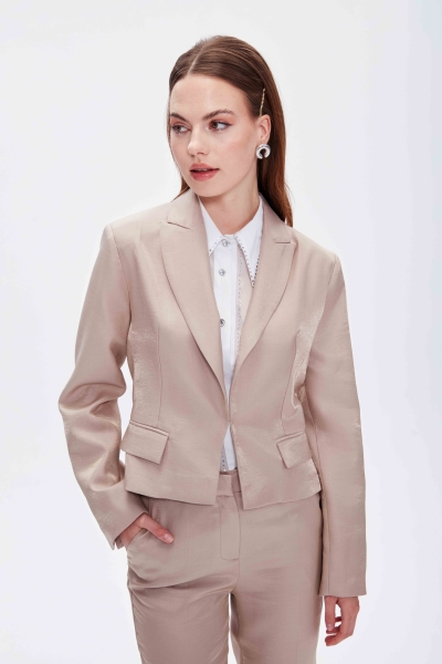 SHINY FABRIC SHIRT WITH STONE BUTTONS - 5