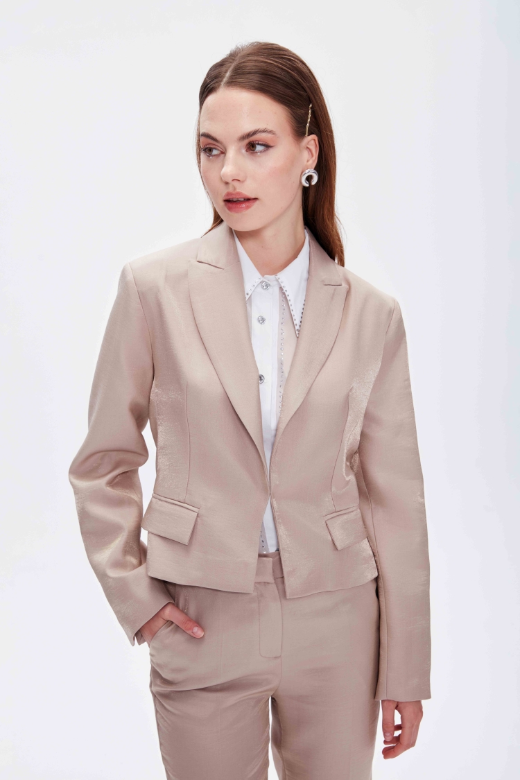 SHINY FABRIC SHIRT WITH STONE BUTTONS - 5