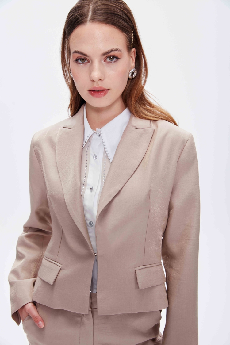 SHINY FABRIC SHIRT WITH STONE BUTTONS - 6