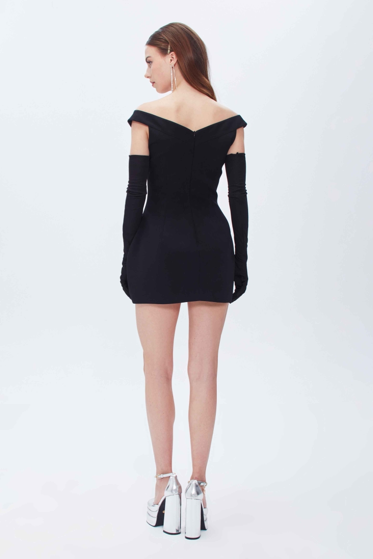 OFF-SHOULDER FITTED MINI DRESS - 8