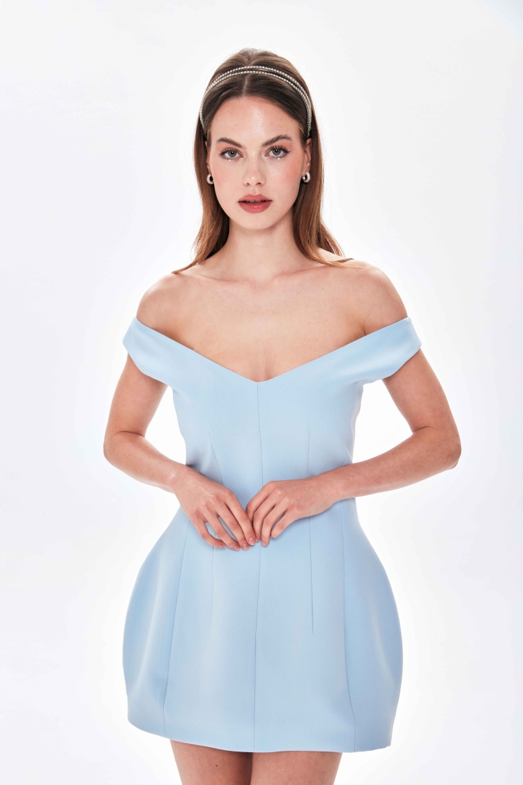 OFF-SHOULDER FITTED MINI DRESS - 1